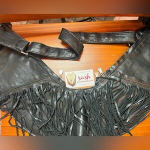 BLACK FRINGE LEATHER “SASH BAG”T(29)